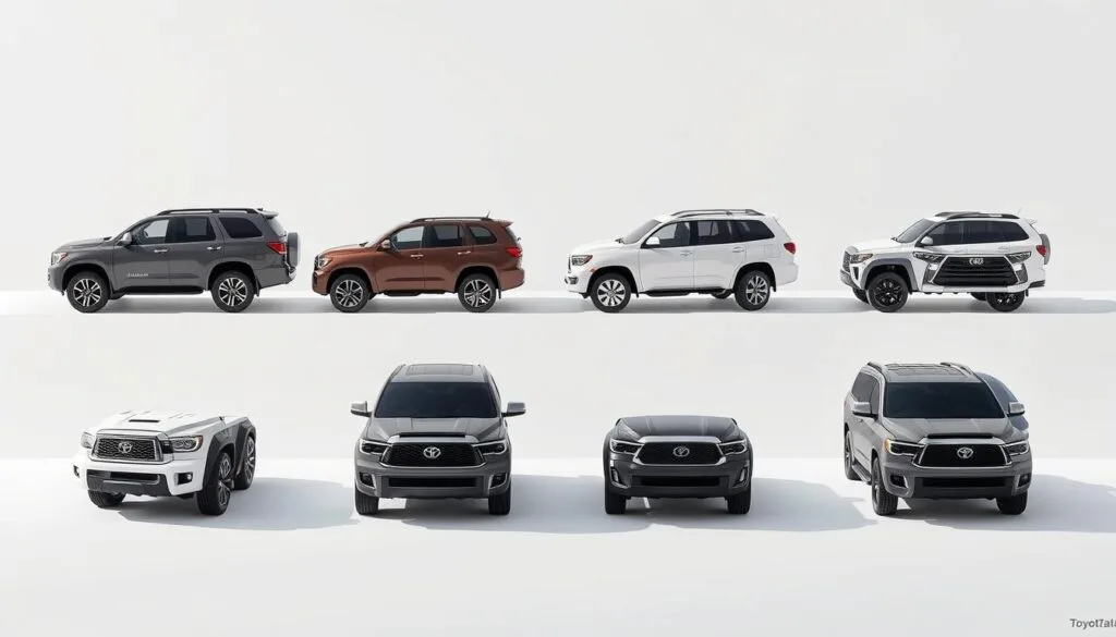 A high-resolution, photorealistic illustration of the trim levels for the 2024 Toyota Sequoia SUV, presented in a clean, minimalist style. The image features the various trim packages neatly arranged against a light, airy background, creating a sense of simplicity and focus. The Sequoia models are rendered with meticulous attention to detail, showcasing their distinctive features and design elements. The lighting is soft and diffused, casting subtle shadows that add depth and dimension to the scene. The overall composition is balanced and visually appealing, effectively highlighting the trim level options for the 2024 Toyota Sequoia. A high-resolution, photorealistic illustration of the trim levels for the 2024 Toyota Sequoia SUV, presented in a clean, minimalist style. The image features the various trim packages neatly arranged against a light, airy background, creating a sense of simplicity and focus. The Sequoia models are rendered with meticulous attention to detail, showcasing their distinctive features and design elements. The lighting is soft and diffused, casting subtle shadows that add depth and dimension to the scene. The overall composition is balanced and visually appealing, effectively highlighting the trim level options for the 2024 Toyota Sequoia.