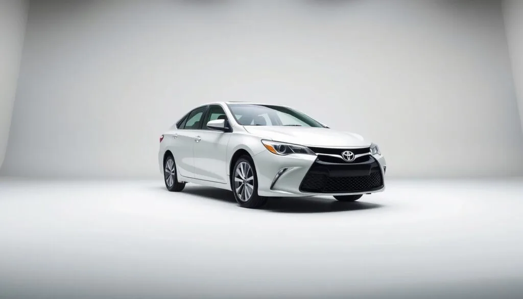 A sleek, well-lit 2016 Toyota Camry in a studio setting. The car is centered in the frame, showcasing its sporty exterior design and performance-oriented details. The background is a clean, white studio backdrop, allowing the car to be the focal point. Subtle ambient lighting creates depth and highlights the vehicle's lines and contours. The camera angle is slightly elevated, providing a 3/4 front view that emphasizes the Camry's aggressive front end and sporty stance. The image conveys a sense of power, precision, and technological sophistication to match the performance specifications mentioned in the article. A sleek, well-lit 2016 Toyota Camry in a studio setting. The car is centered in the frame, showcasing its sporty exterior design and performance-oriented details. The background is a clean, white studio backdrop, allowing the car to be the focal point. Subtle ambient lighting creates depth and highlights the vehicle's lines and contours. The camera angle is slightly elevated, providing a 3/4 front view that emphasizes the Camry's aggressive front end and sporty stance. The image conveys a sense of power, precision, and technological sophistication to match the performance specifications mentioned in the article.